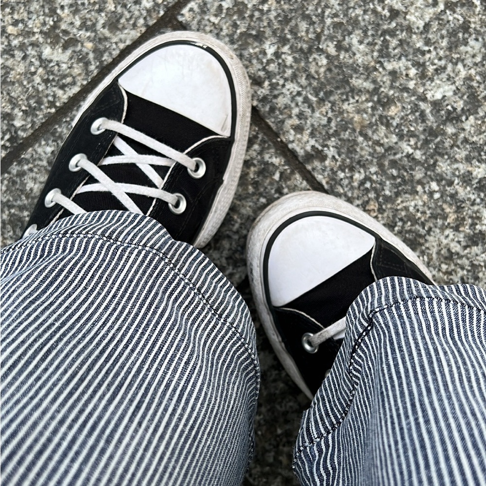 Vintage Blue and White Striped Flair Trousers